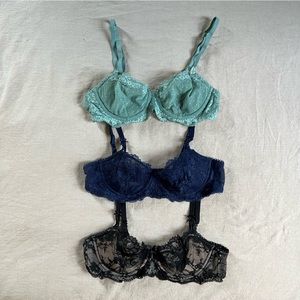 Lot of 3 Wicked Unlined Uplift Bras by Victoria’s Secret